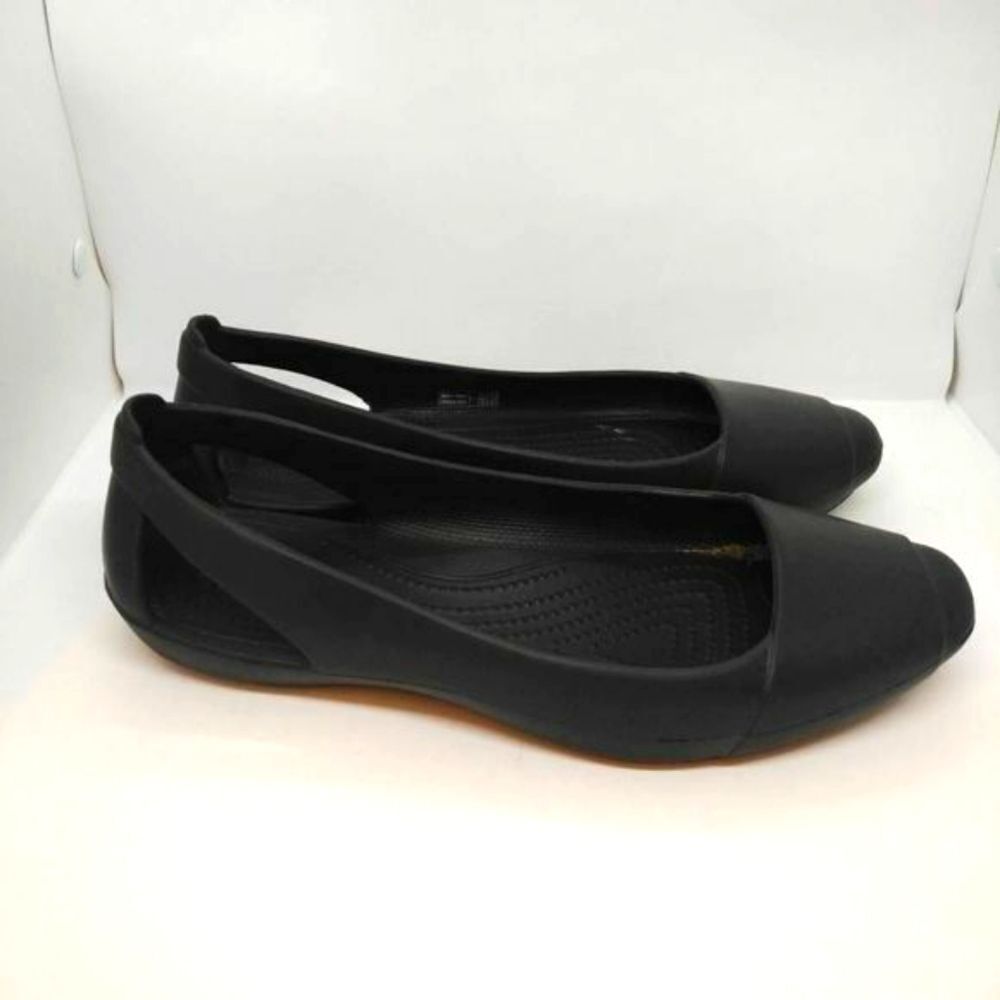 Crocs Black Open Heel Black Rubber Flats Womens‎ Size 9 Crocs Casual Shoes